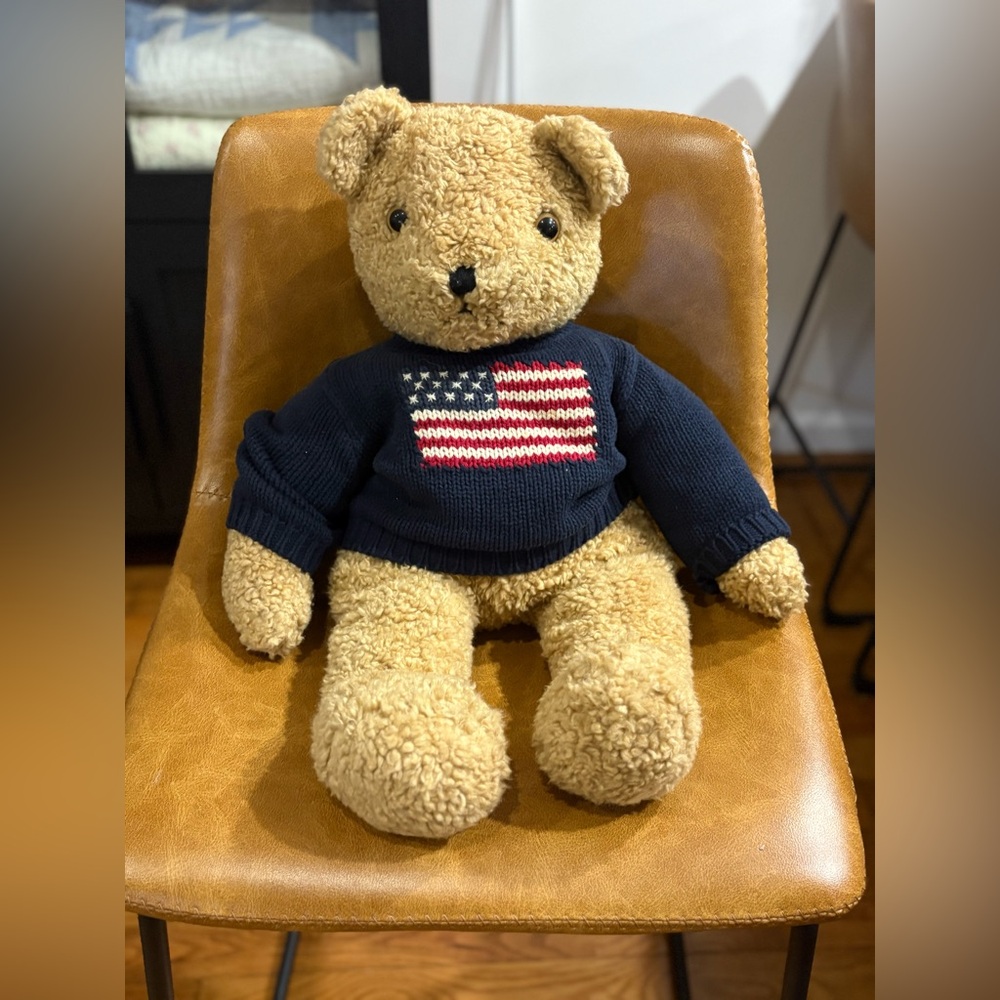 Vintage Ty 1990 The Limited teddy bear with flag sweater